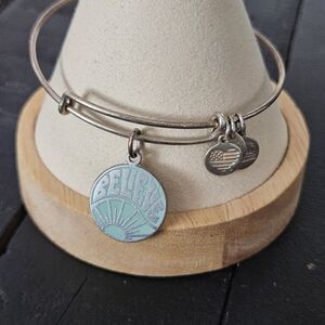 Alex and Ani Silver Blue Believe Charm Bracelet